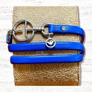 Emporio Armani Blue Leather and Sterling Silver Women’s Bracelet